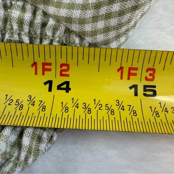 Bohme Green Gingham Smocked Puff Sleeve Midi Dress with Back Bow Cottagecore - Picture 10 of 11